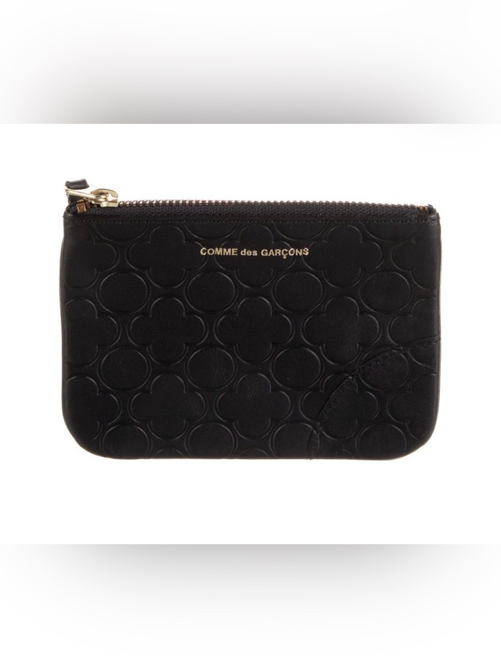 Comme des Garçons Black Leather Pouch with Gold Logo